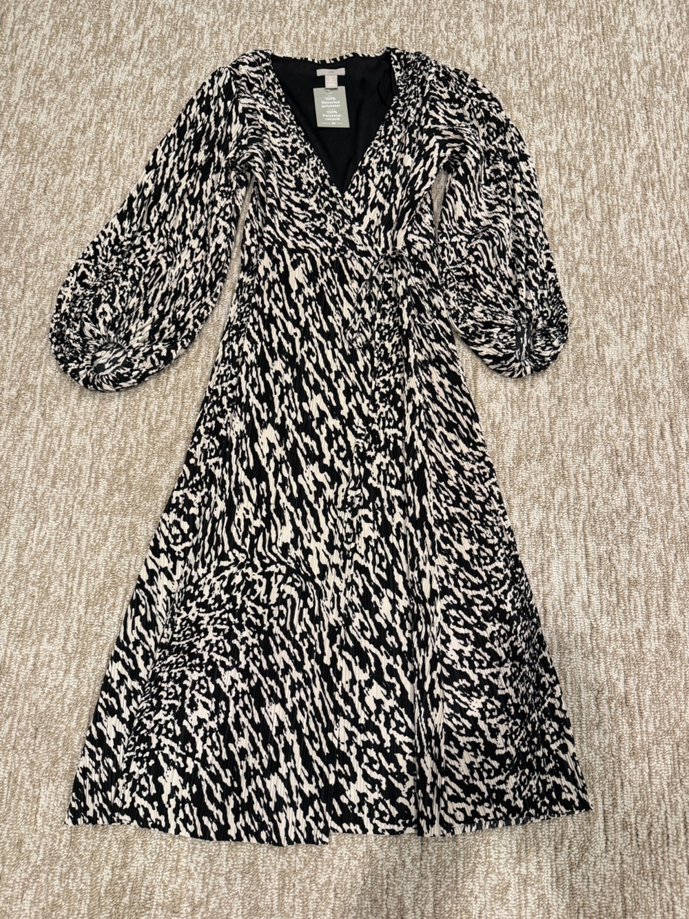 Black & White Printed Wrap Dress